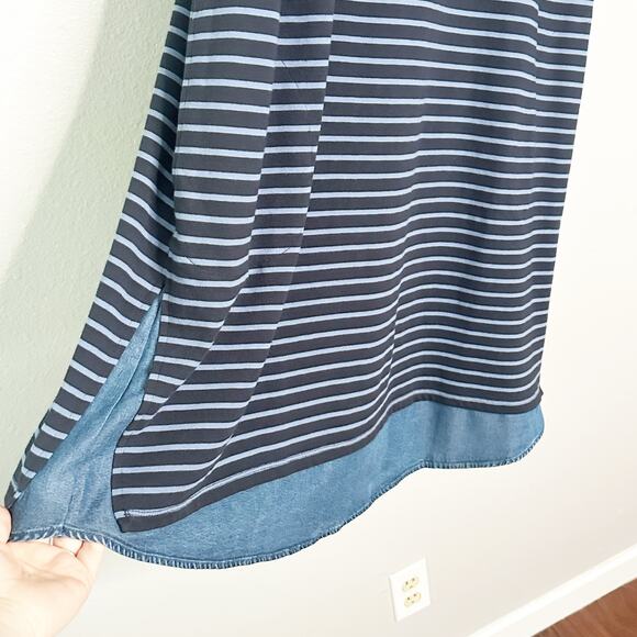 J. Jill Women's Navy Blue Striped Chambray Denim Dress women’s Plus Size 1X - Picture 4 of 13